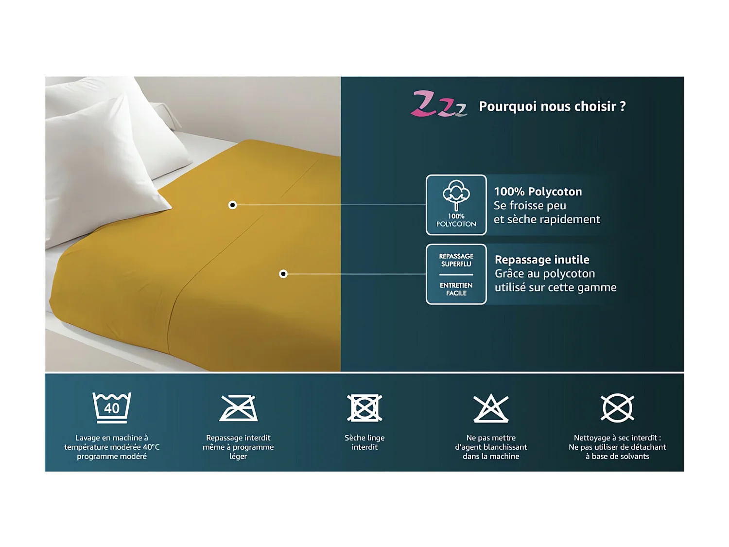 Drap plat uni 240x290 cm ZZZ jaune