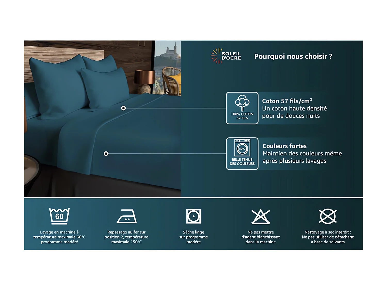 Sábana de algodón 57 hilos 240x290 cm LISO gris