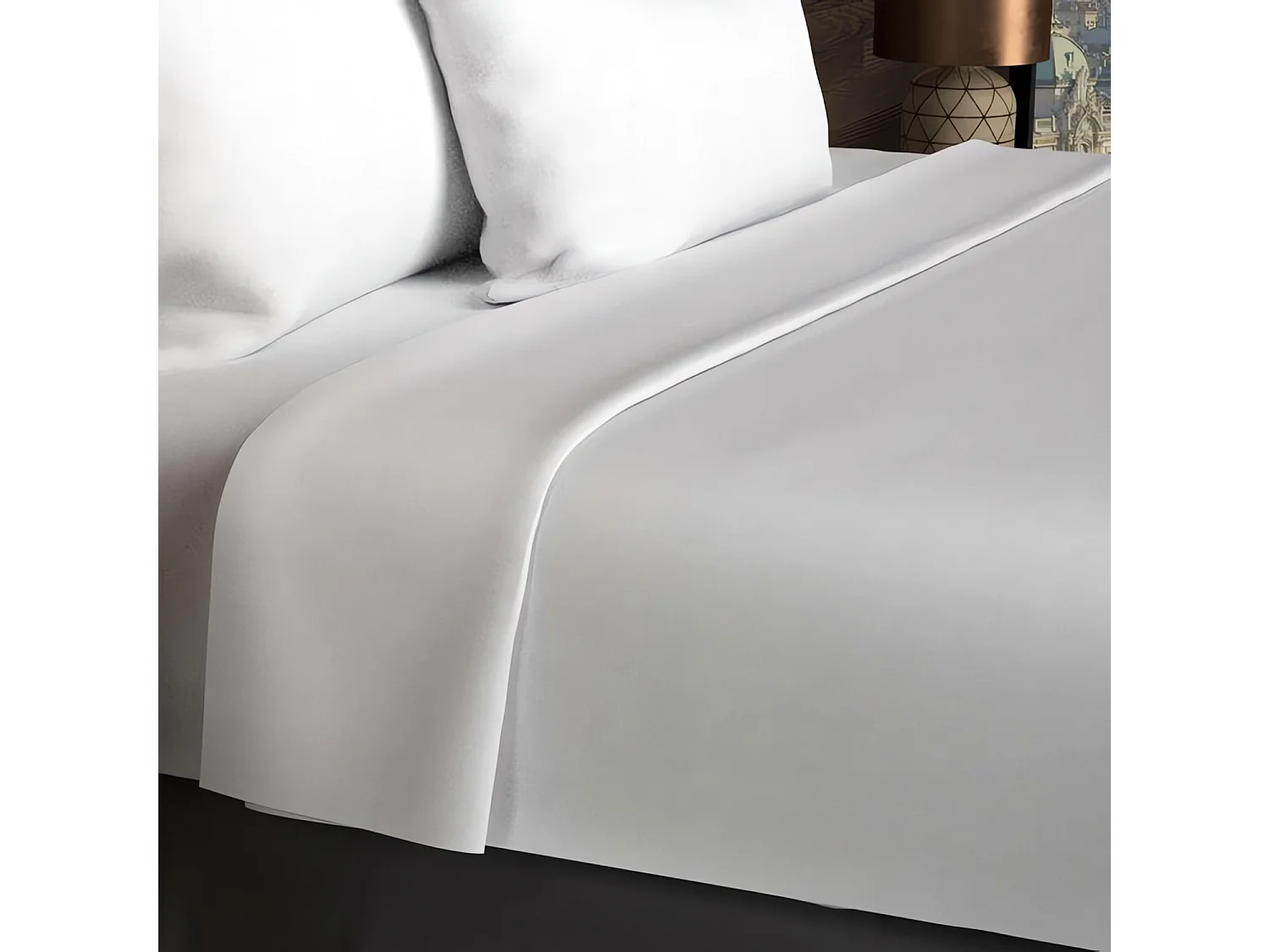 Drap plat en coton 57 fils 240x290 cm UNI blanc, par Soleil d'ocre