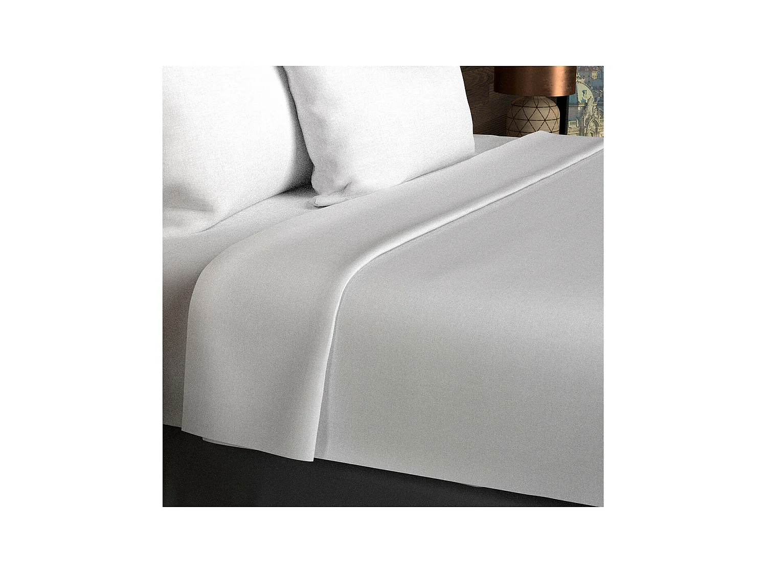 Drap plat en coton 57 fils 260x300 cm UNI blanc, par Soleil d'ocre