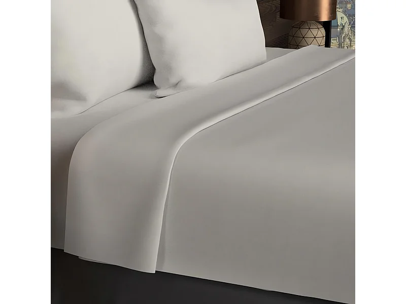 Drap plat en coton 57 fils 240x290 cm UNI lin, par Soleil d'ocre