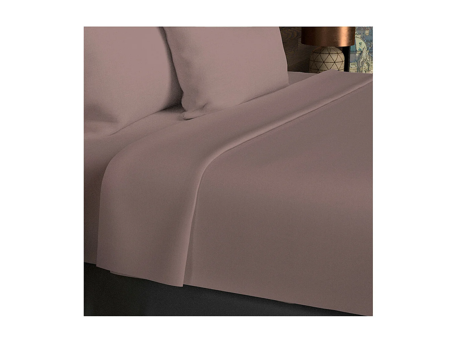 Drap plat en coton 57 fils 260x300 cm UNI vieux rose, par Soleil d'ocre