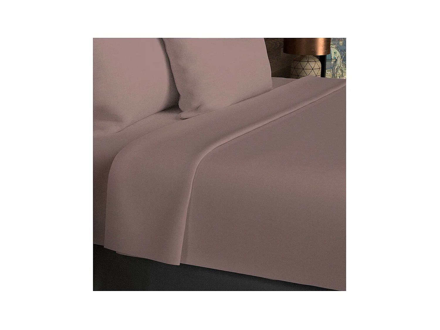 Drap plat en coton 57 fils 260x300 cm UNI vieux rose, par Soleil d'ocre