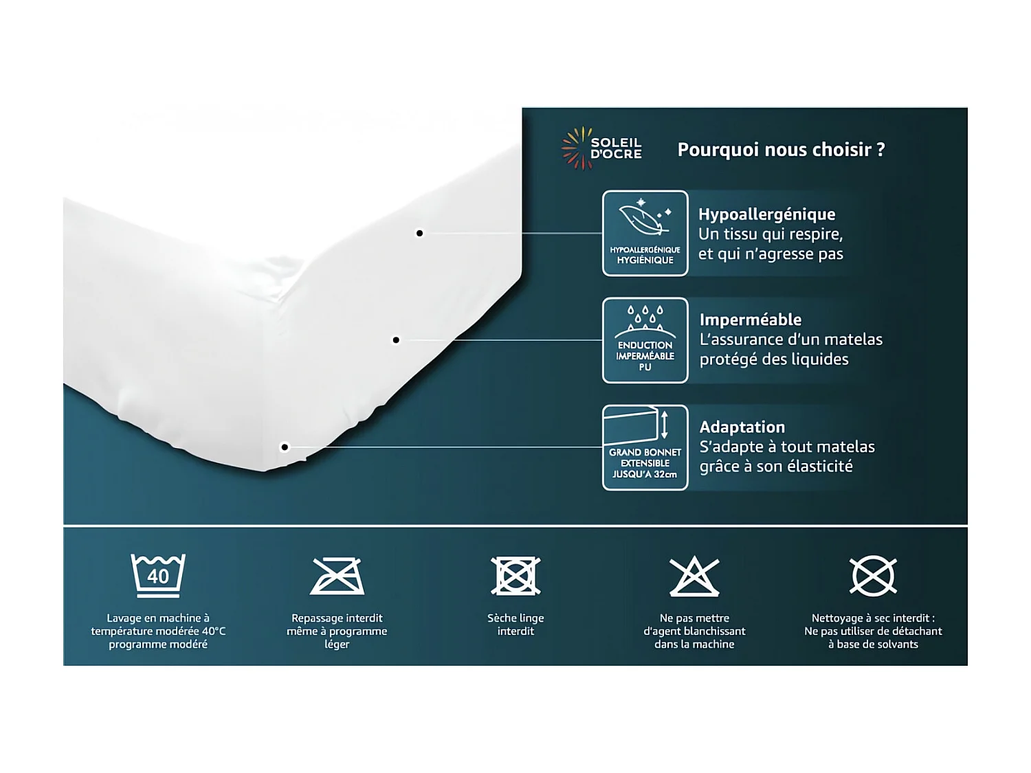 Protège matelas imperméable 160X200 cm EPONGE