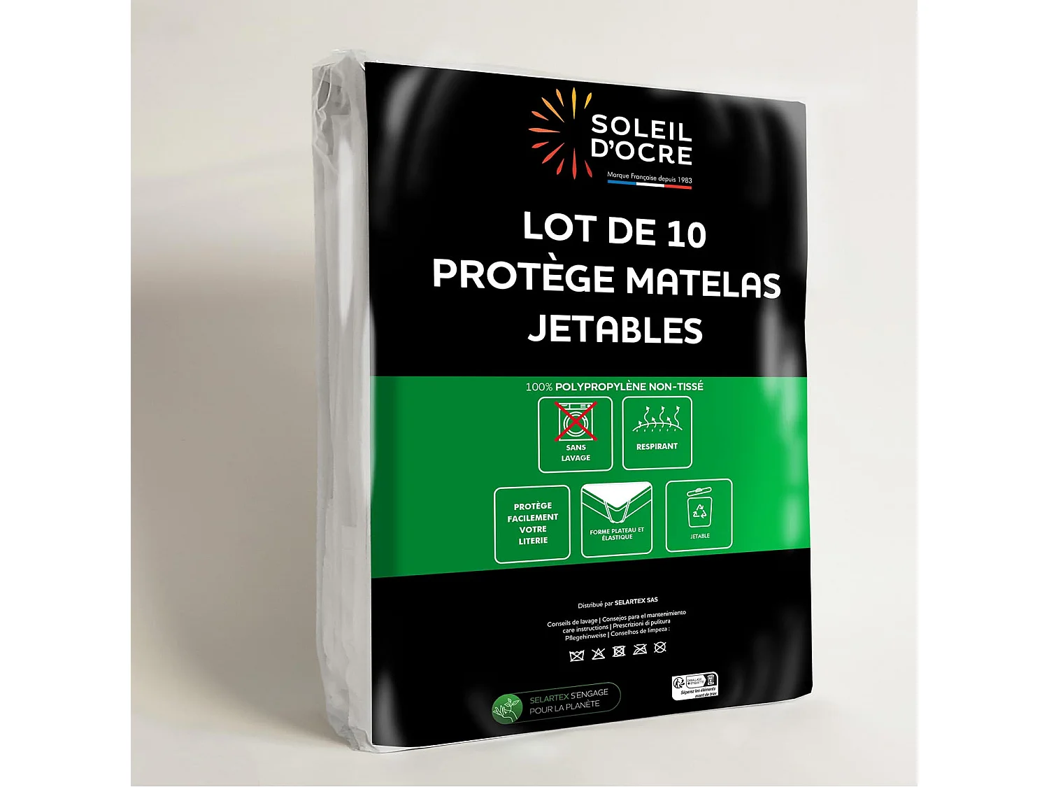 Lot de 10 protèges matelas jetables 80x190 cm, par Soleil d'Ocre
