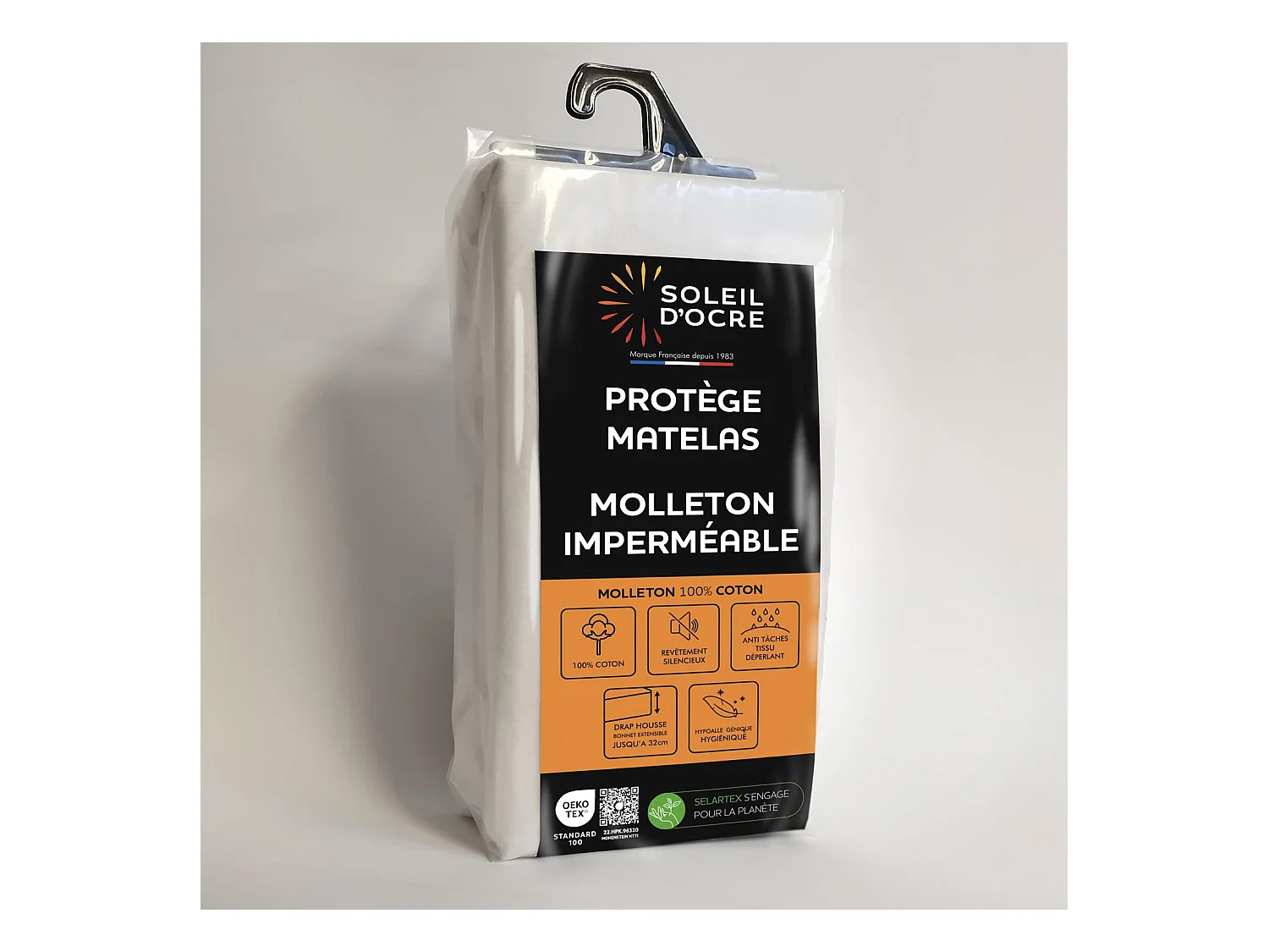Protege matelas coton 90x200 cm MOLLETON imperméable, par Soleil d'ocre