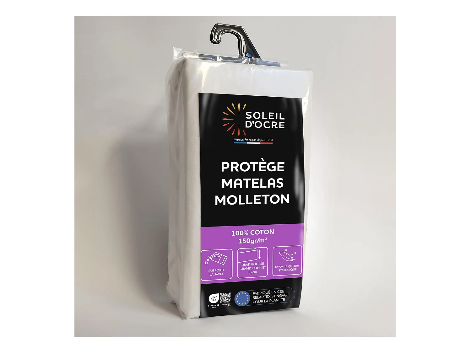Protège matelas en coton 200x200 cm MOLLETON, par Soleil d'ocre