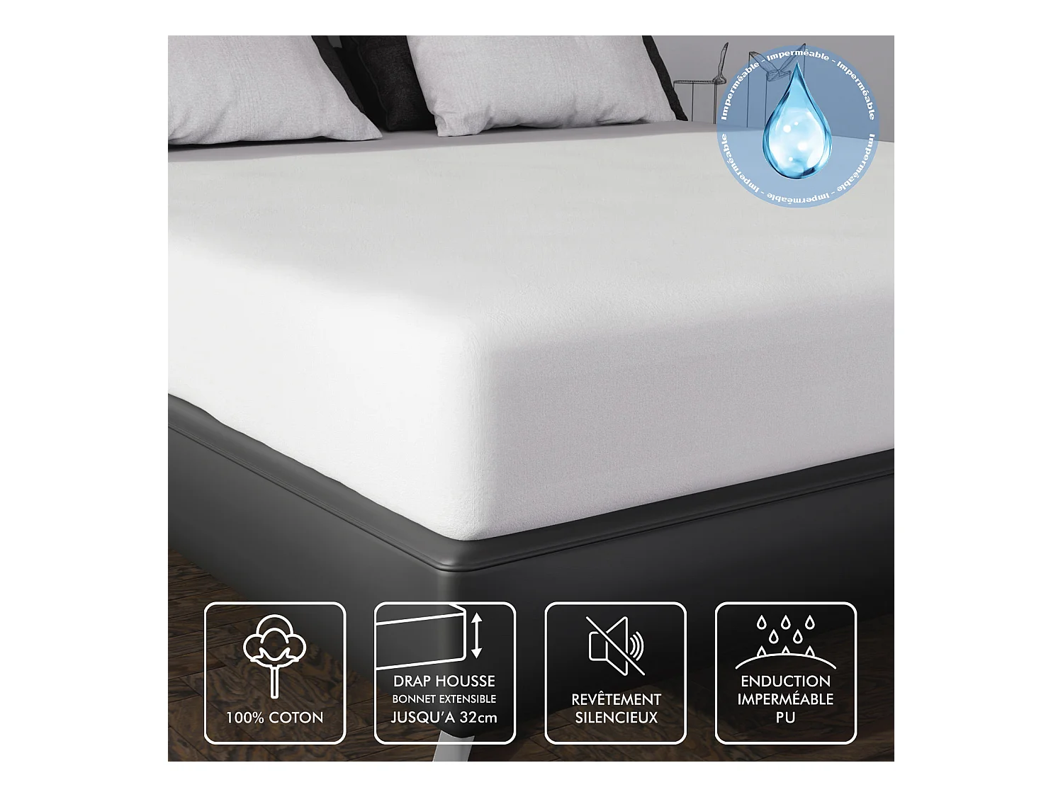 Protector de colchón de algodón 80x200 cm FRANELA impermeable para Colcha con cabezas y pies levantables