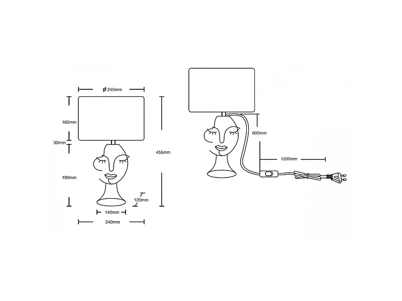 Lampada da tavolo, metallo, beige, 24x45,5x24 cm, Mary