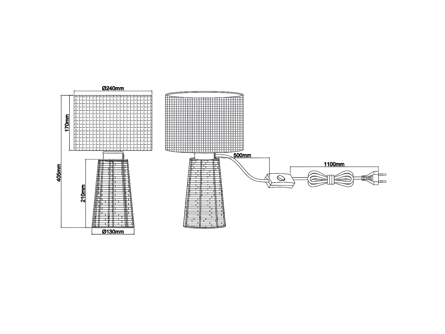 Lampe de table en rotin et jute STRAW