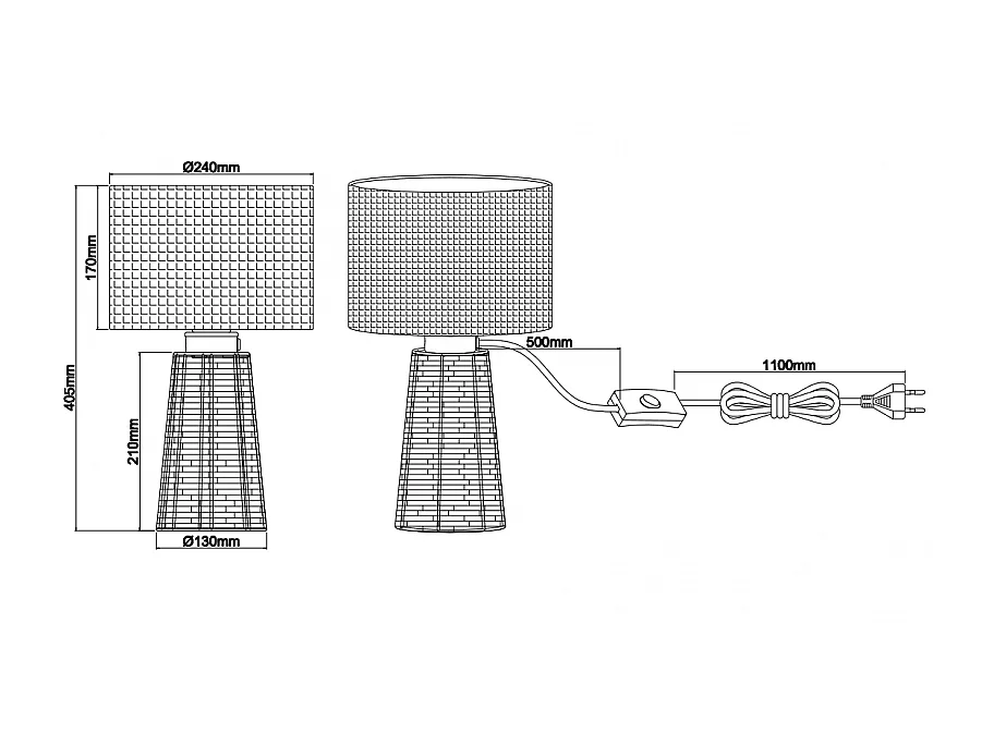 Lampe de table en rotin et jute STRAW