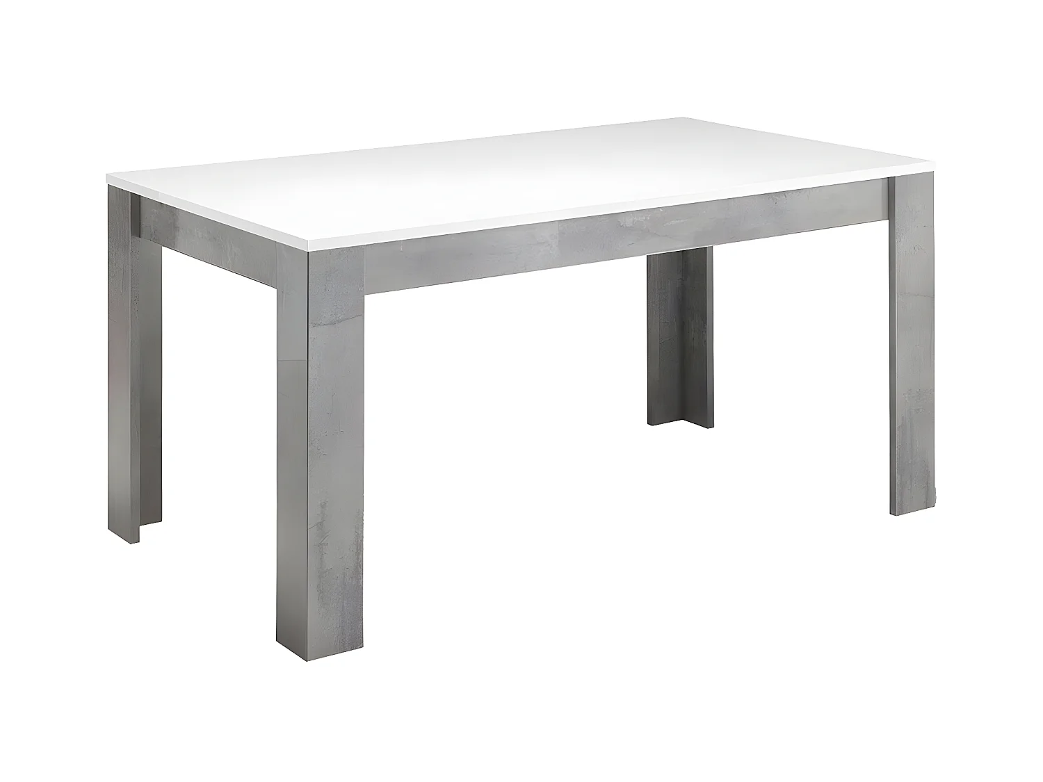 CLARK - Table de Repas Rectangulaire 160x90cm Laquée Blanc et Marbre