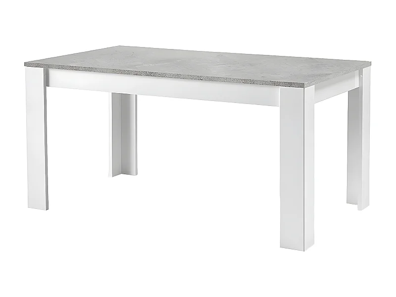 DENAE - Table Rectangulaire 160x90cm Laquée Blanc Brillant et Gris Marbré