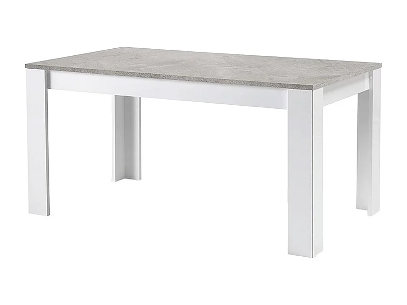 DENAE - Table Rectangulaire 160x90cm Laquée Blanc Brillant et Gris Marbré