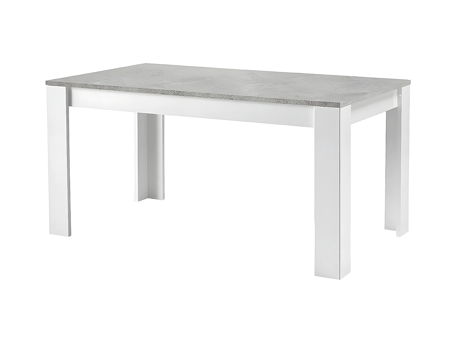 DENAE - Table Rectangulaire 160x90cm Laquée Blanc Brillant et Gris Marbré