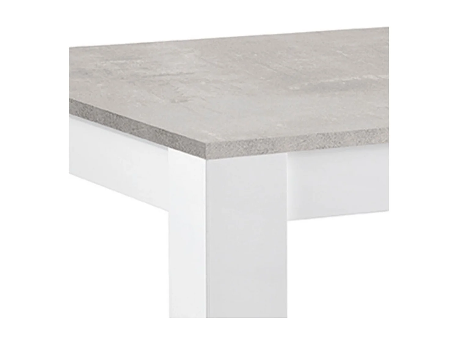 DENAE - Table Rectangulaire 160x90cm Laquée Blanc Brillant et Gris Marbré