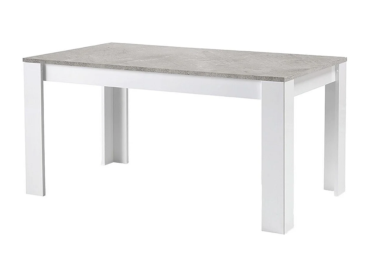 DENAE - Table Rectangulaire 190x90cm Laquée Blanc Brillant et Gris Marbré