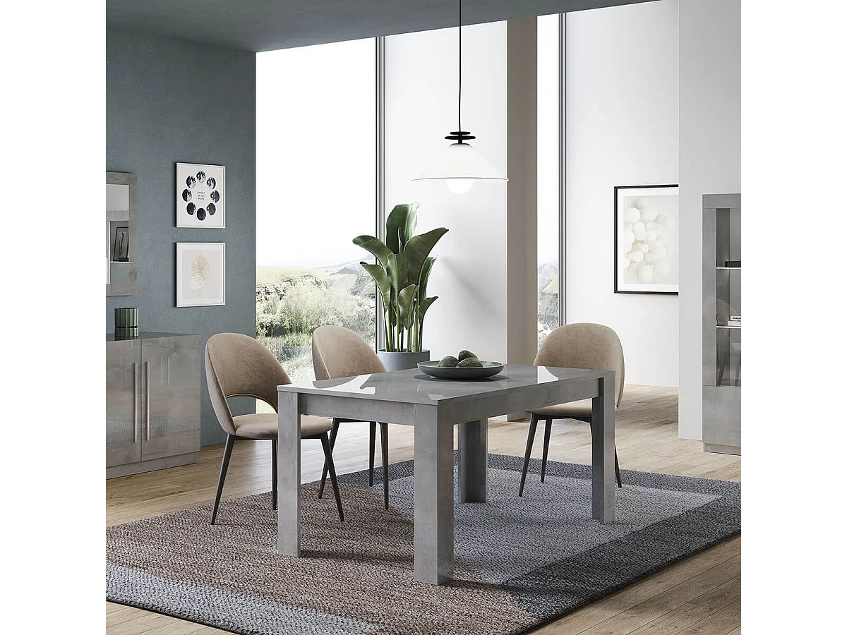 CLARK - Table de Repas Rectangulaire 160x90cm Laquée Effet Marbre