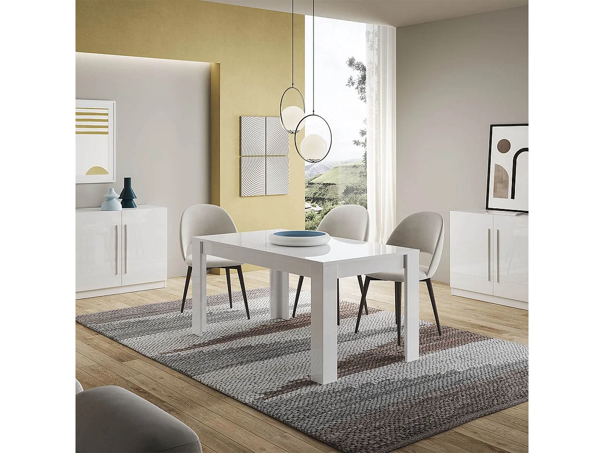 CLARK - Table de Repas Rectangulaire 190x90cm Laquée Blanc