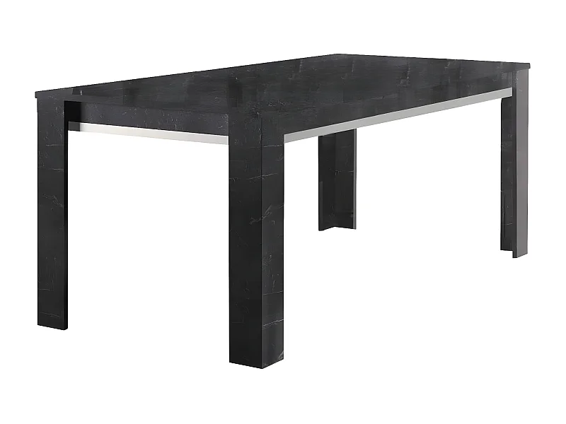 GUEDA - Table 160x90cm Effet Marbre Anthracite Finition Argent