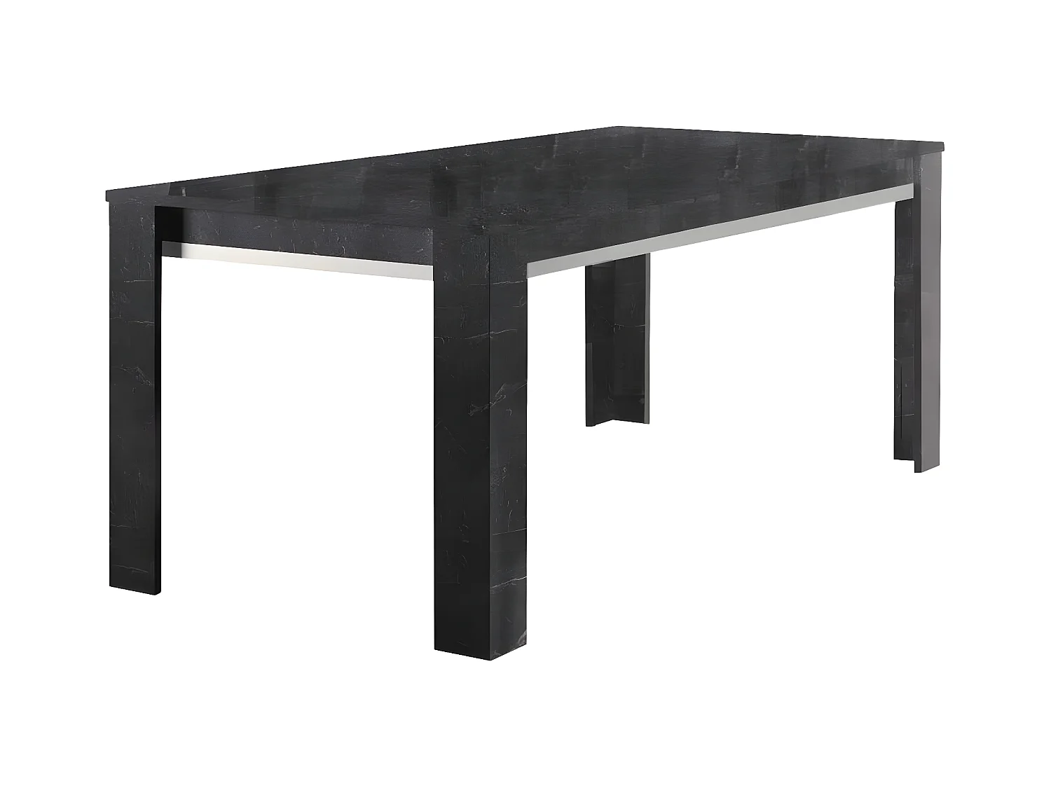 GUEDA - Table 160x90cm Effet Marbre Anthracite Finition Argent