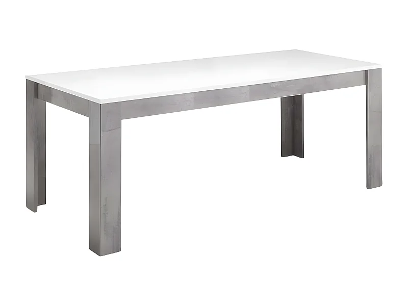 CLARK - Table de Repas Rectangulaire 190x90cm Laquée Blanc et Marbre