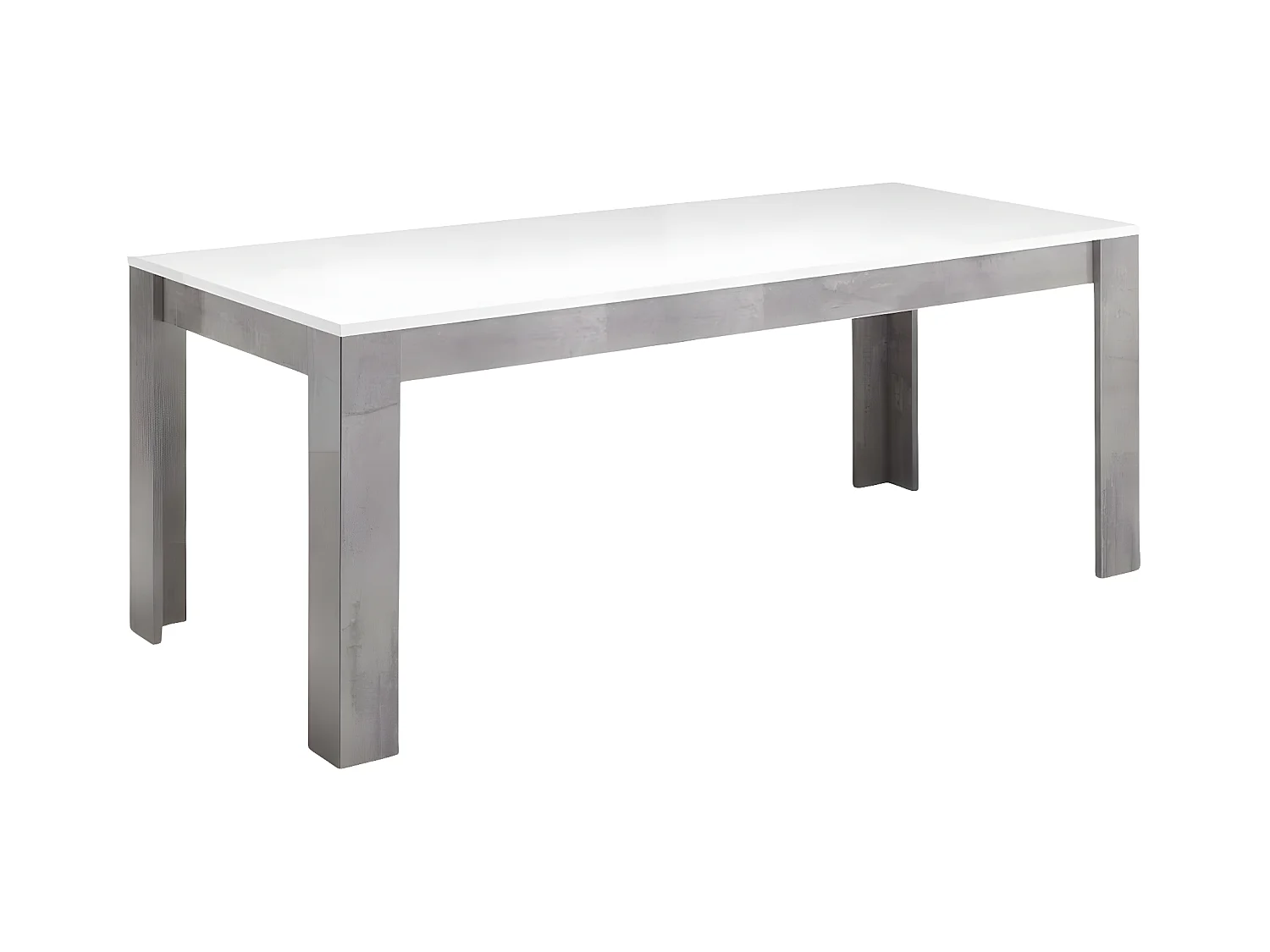 CLARK - Table de Repas Rectangulaire 190x90cm Laquée Blanc et Marbre