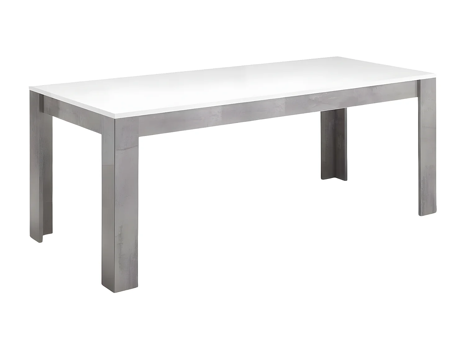 CLARK - Table de Repas Rectangulaire 190x90cm Laquée Blanc et Marbre