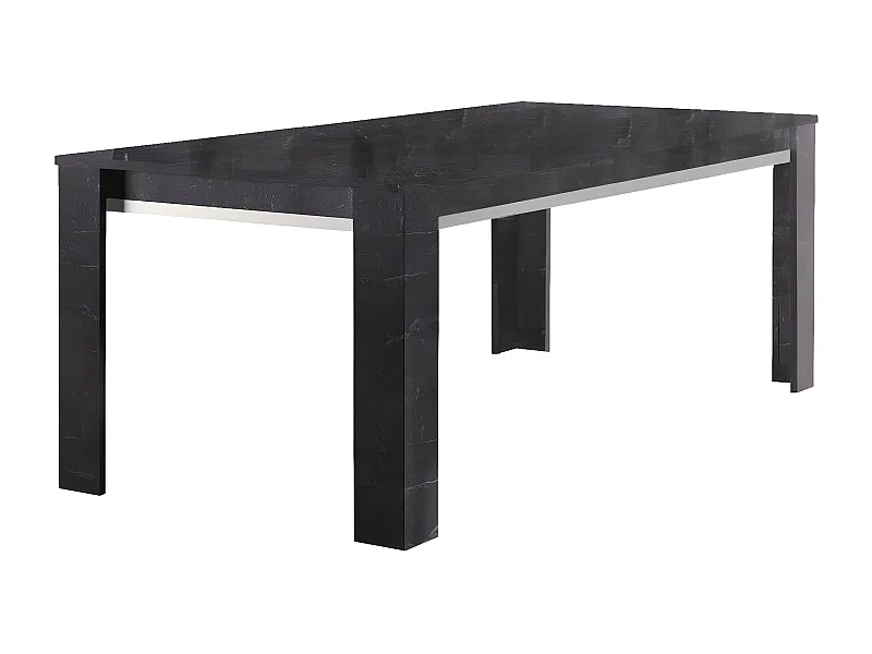 GUEDA - Table 190x90cm Effet Marbre Anthracite Finition Argent