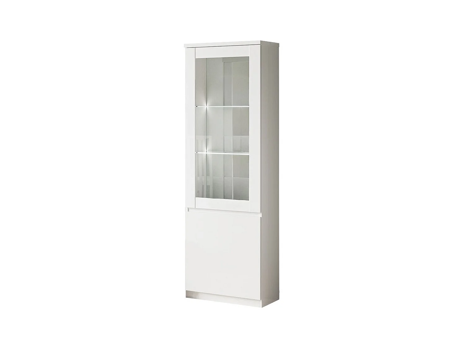 DEYTON - Vitrine Gauche Laquée Blanc Brillant avec Leds
