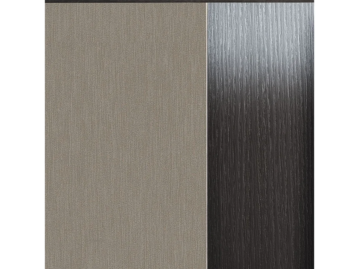 MANTA - Vitrine 4 Portes Effet Chêne Foncé et Champagne avec Leds