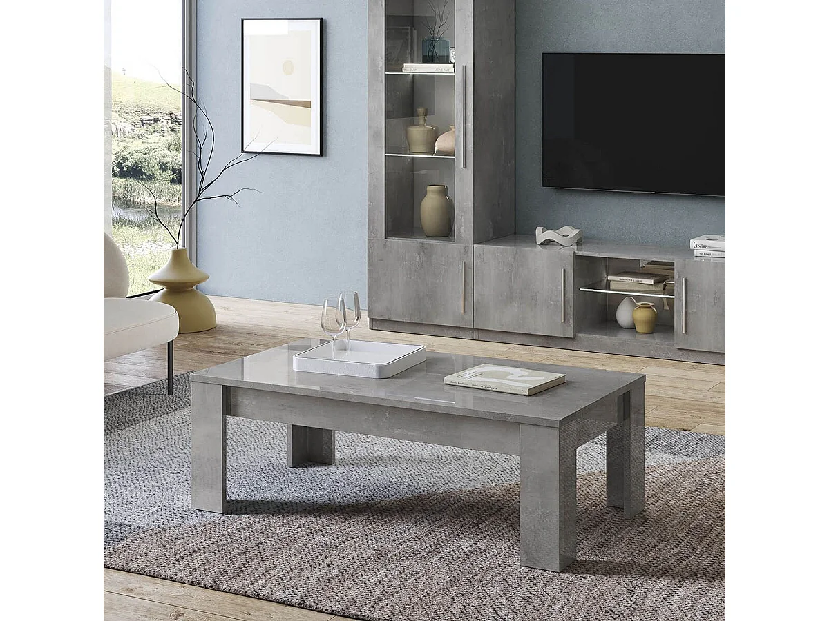 CLARK - Table Basse Rectangulaire L126cm Laquée Effet Marbre