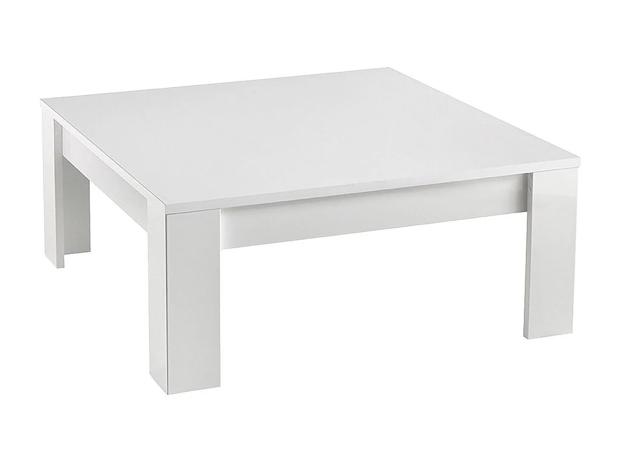 DENAE - Table Basse Carrée 100cm Laquée Blanc Brillant