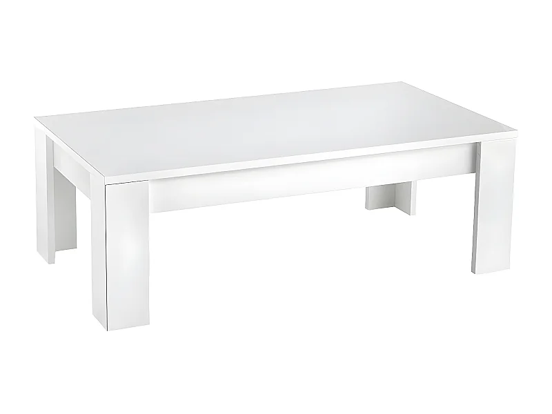 DENAE - Table Basse Rectangulaire L126cm Laquée Blanc Brillant