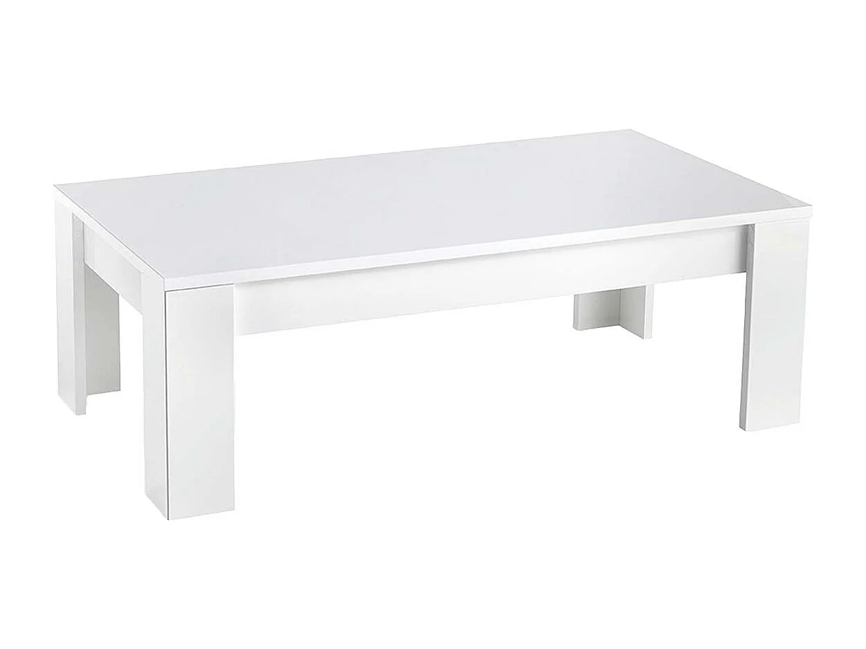 DENAE - Table Basse Rectangulaire L126cm Laquée Blanc Brillant