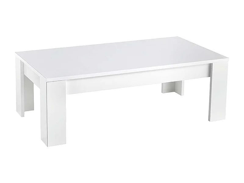 DENAE - Table Basse Rectangulaire L126cm Laquée Blanc Brillant