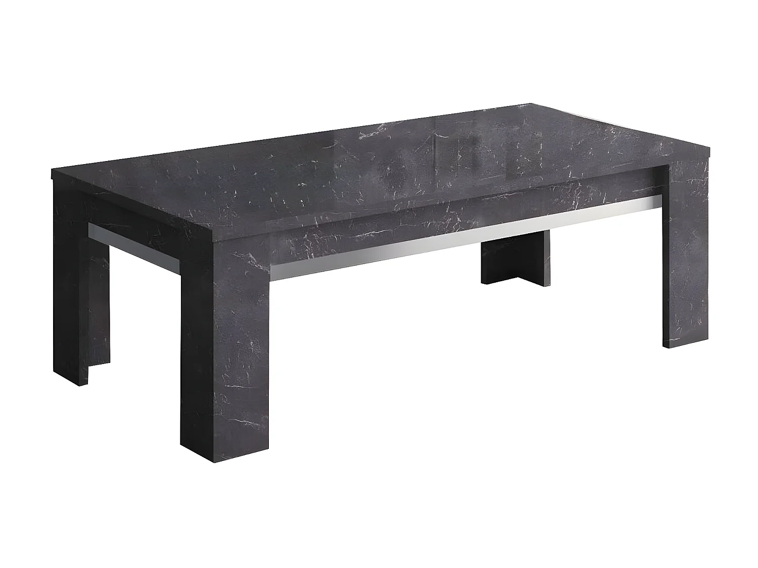 GUEDA - Table Basse Effet Marbre Anthracite Finition Argent