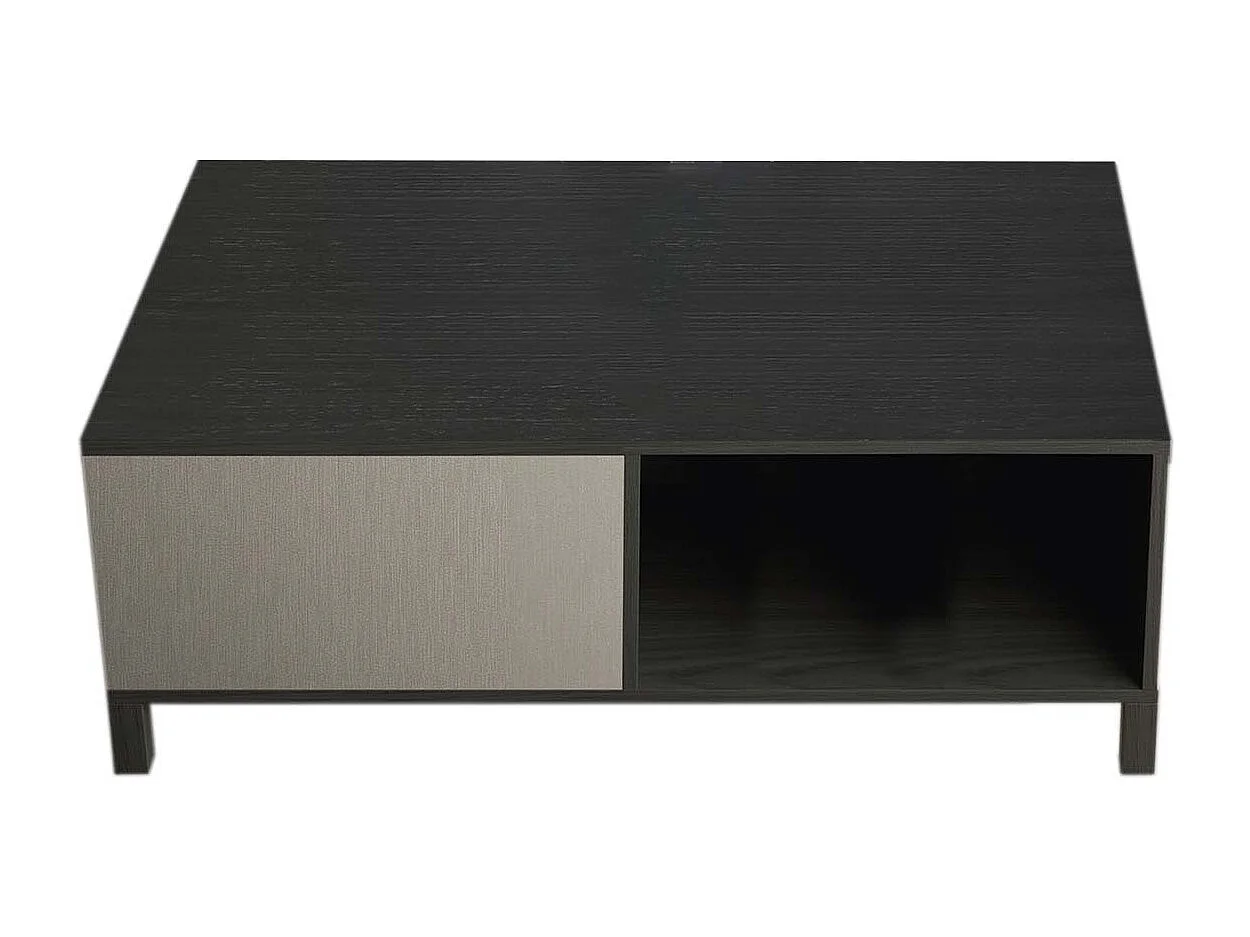 MANTA - Table Basse Effet Chêne Foncé et Champagne avec Niche