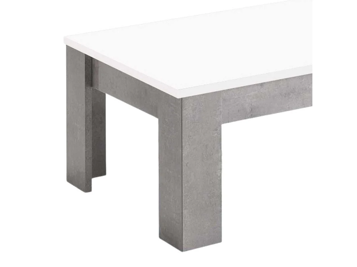 CLARK - Table Basse Rectangulaire L126cm Laquée Blanc et Marbre