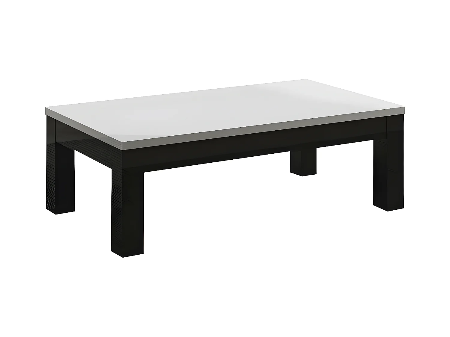 DEYTON - Table Basse L127cm Laquée Noir et Blanc Brillant