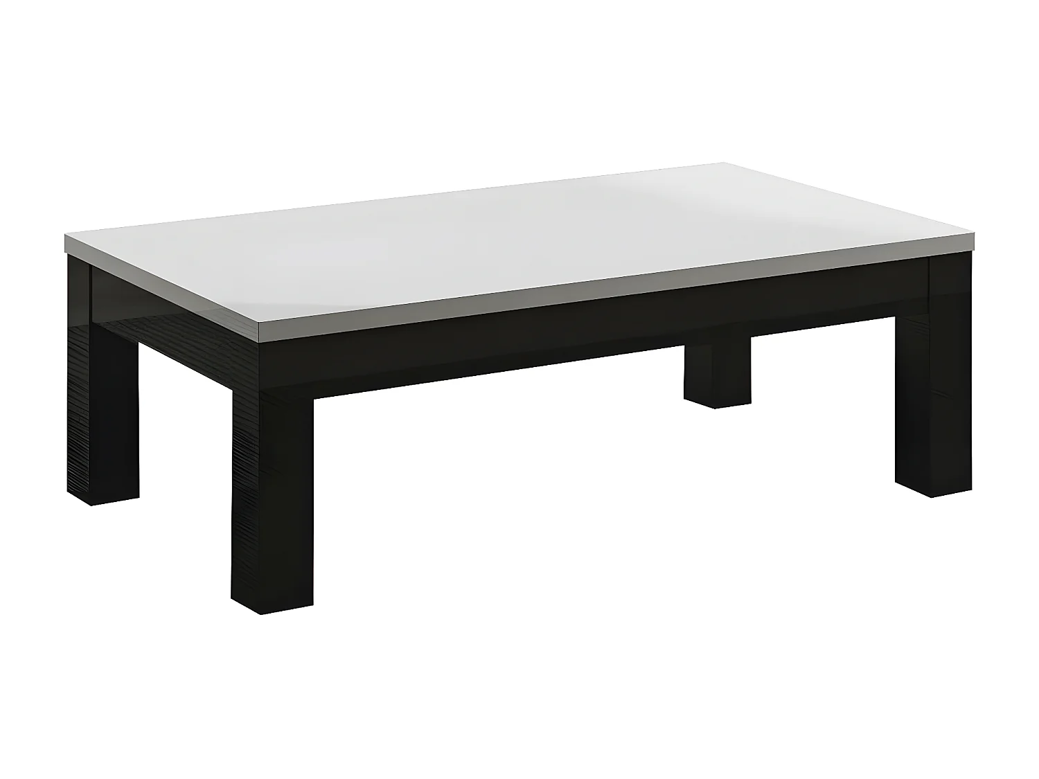 DEYTON - Table Basse L127cm Laquée Noir et Blanc Brillant