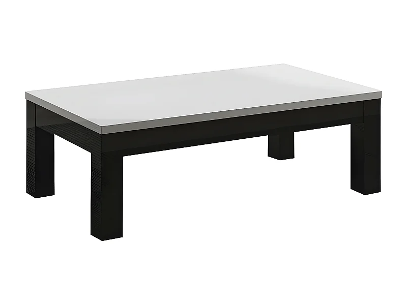 DEYTON - Table Basse L127cm Laquée Noir et Blanc Brillant