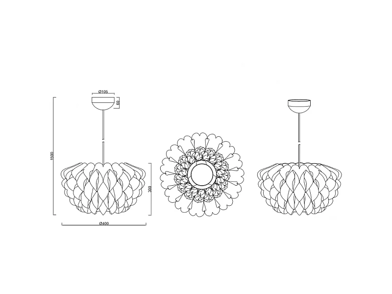 Sospensione 1xE27 Tilia Origami Bianco Ø40 cm Trio Lighting