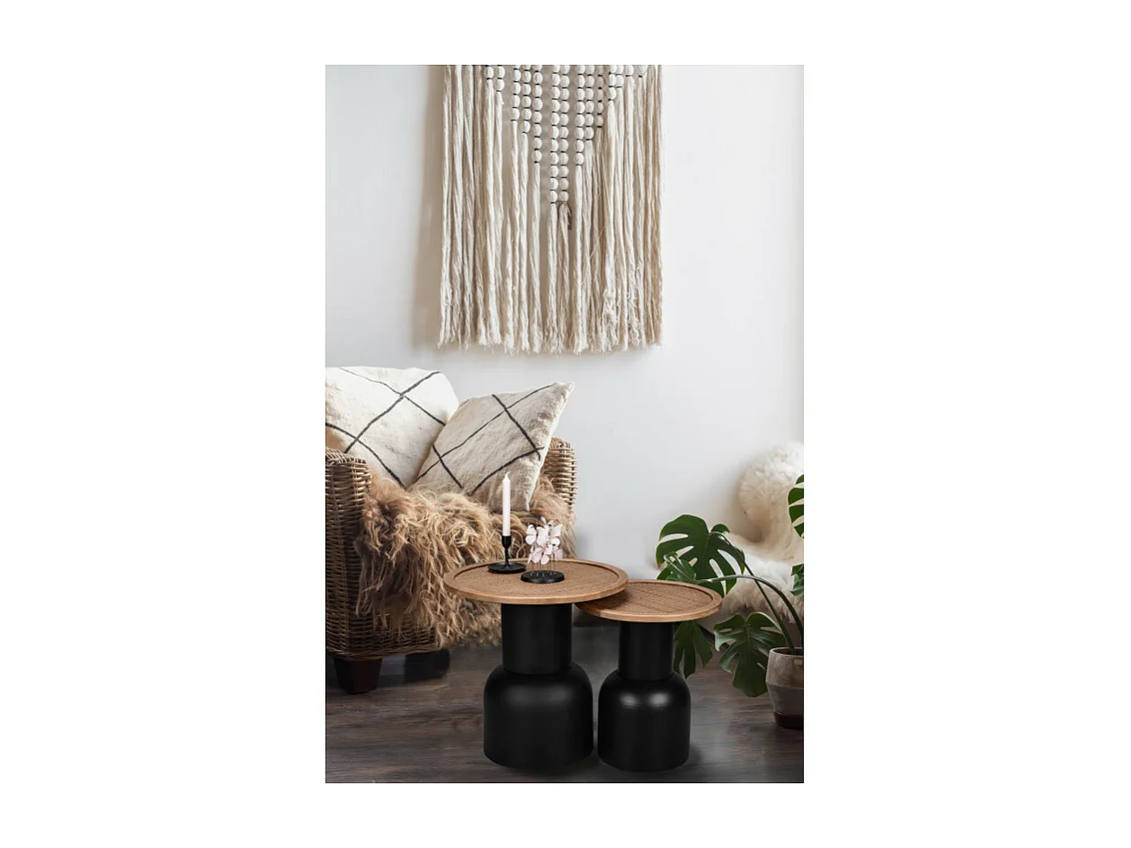 Bout de canapé noir et bois Taille S