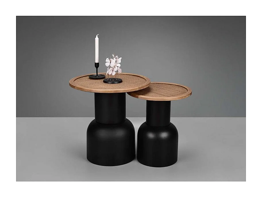 Bout de canapé noir et bois Taille S