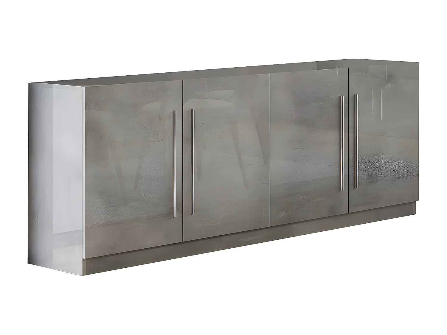 CLARK - Ensemble Séjour Effet Marbre Table 160cm + Buffet 4 Portes