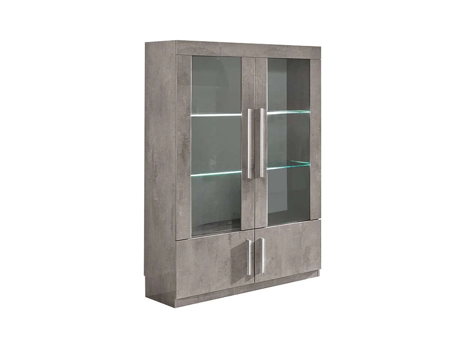 CLARK - Ensemble Séjour Complet Effet Marbre Table 190cm + Buffet + Vitrine avec Leds