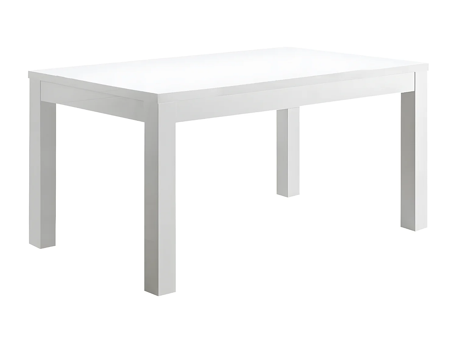 DEYTON - Ensemble Séjour Laqué Blanc Table 190cm + Vitrine avec Leds