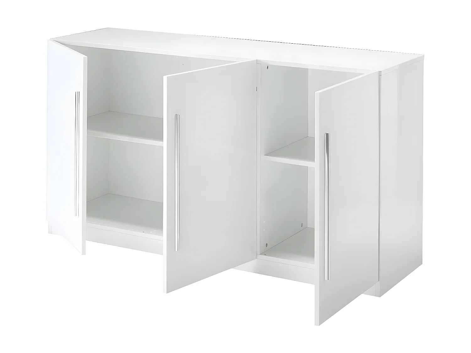 CLARK - Ensemble Séjour Laqué Blanc Table 190cm + Buffets 3 et 4 Portes