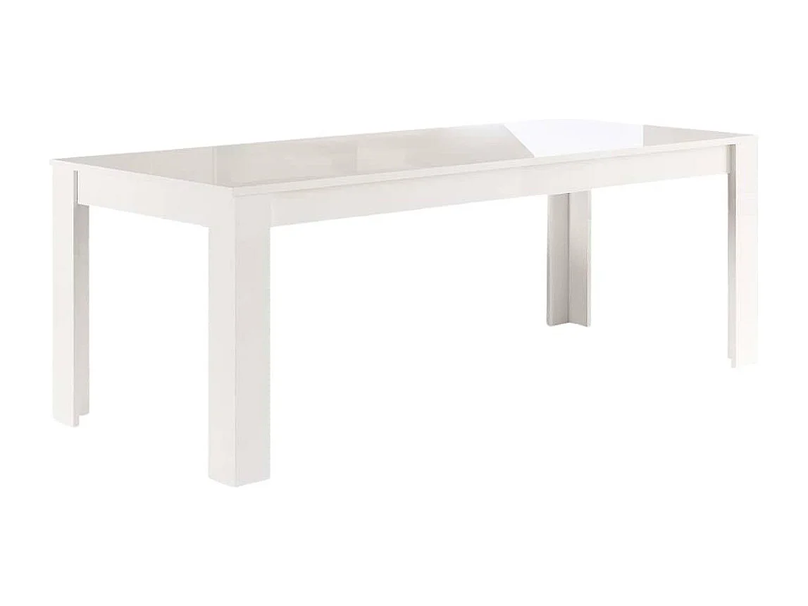 CLARK - Ensemble Séjour Laqué Blanc Table 190cm + Buffets 3 et 4 Portes